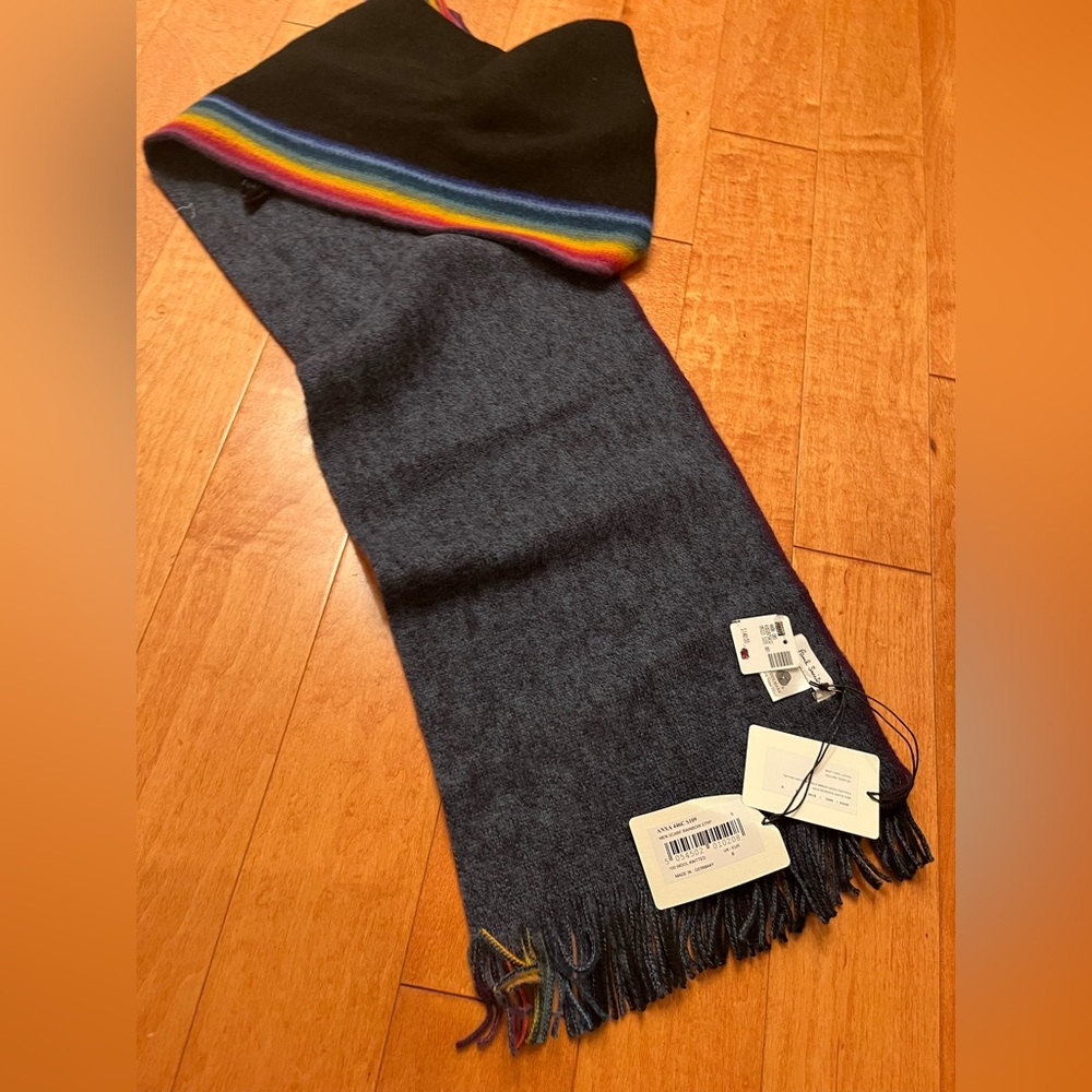 Paul Smith men’s wool scarf rainbow stripe nwt
